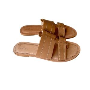 CASLON Genuine Leather Mateo Slide Sandal, Tan, Size 8